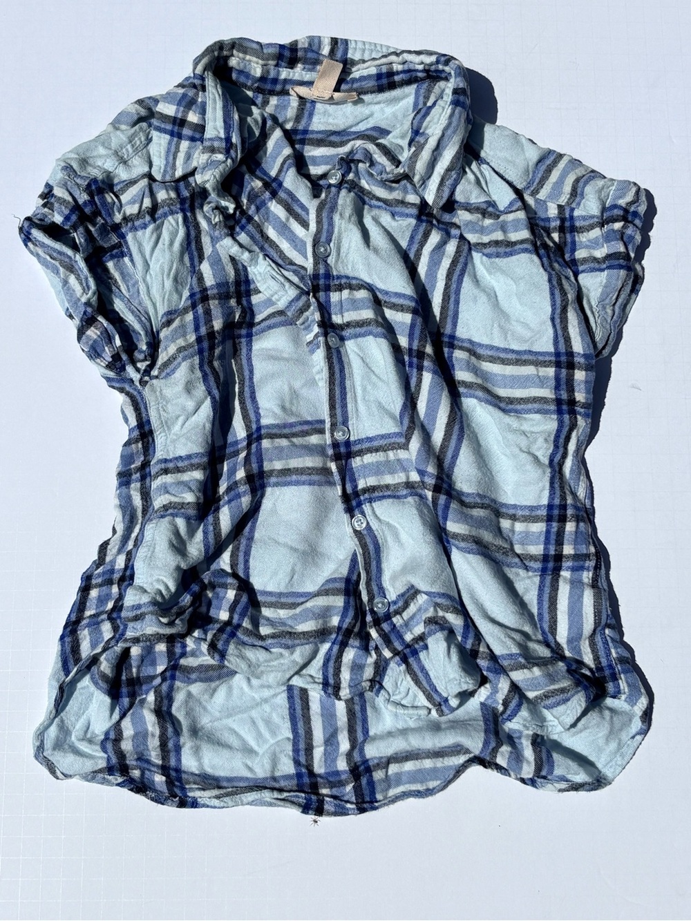 Blue Plaid Button-Up—Como Vintage